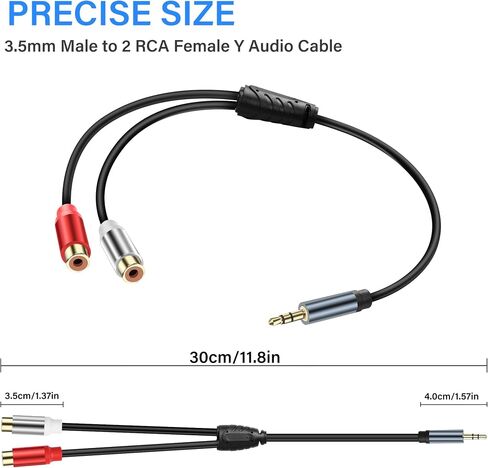 JSADZKJ 3.5 مم L/R Jack Y Splitter كابل صوت ستيريو 3.5 مم كابل صوت ذكر 1/8 مقبس سماعة الرأس إلى L/R موصل قابس كابل ستيريو للهاتف المحمول MP3 ومكبر الصوت اللوحي قطعتين in Kuwait