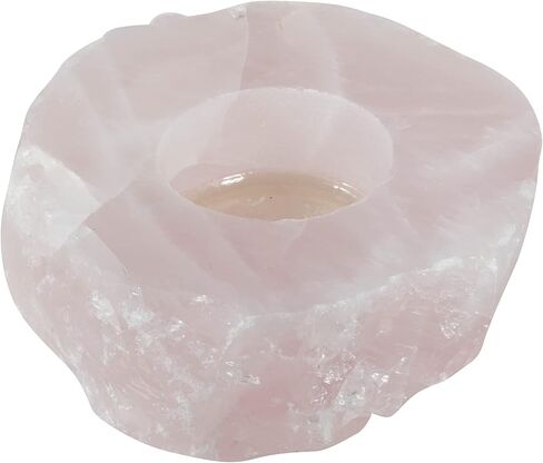 | Candle Holder | Rose Quartz | Small | 1 Pc | Raw Crystal Decor, Tea Light, Healing Stone, Reiki, Chakra, Yoga, Meditation Accessories in Kuwait
