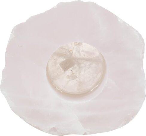 | Candle Holder | Rose Quartz | Small | 1 Pc | Raw Crystal Decor, Tea Light, Healing Stone, Reiki, Chakra, Yoga, Meditation Accessories in Kuwait
