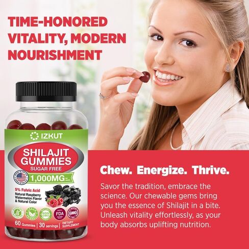 Shilajit Pure Himalayan Organic Gummies: Shilajit Supplement for Men & Women - 85+Trace Minerals Gluten Free Non-GMO - Made in USA in Kuwait