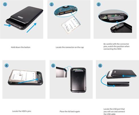 حاوية محرك أقراص ثابتة مقاس 2.5 بوصة، حاوية محرك أقراص ثابتة خارجية USB 3.0 إلى SATA III خالية من الأدوات لـ 2.5 بوصة SSD/HDD، دعم UASP، ألومنيوم in Kuwait