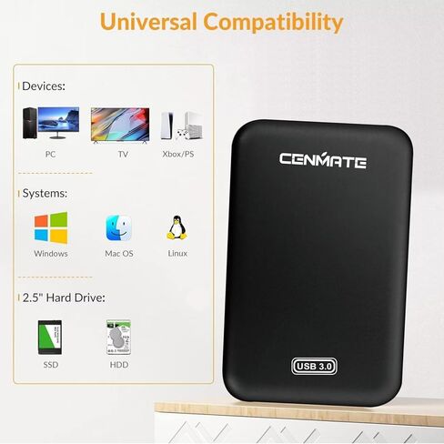 حاوية محرك أقراص ثابتة مقاس 2.5 بوصة، حاوية محرك أقراص ثابتة خارجية USB 3.0 إلى SATA III خالية من الأدوات لـ 2.5 بوصة SSD/HDD، دعم UASP، ألومنيوم in Kuwait