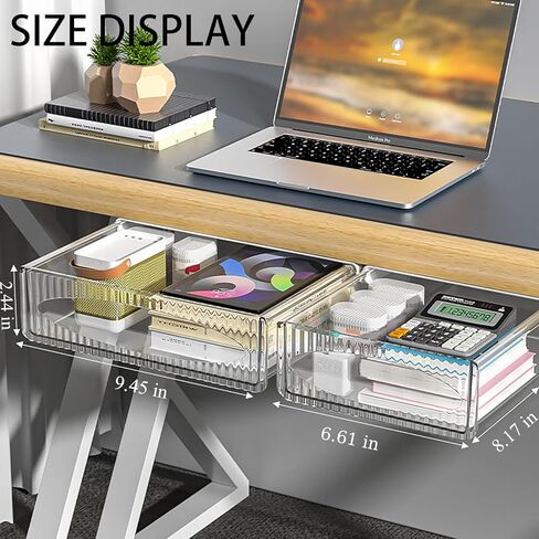 عبوتان من ملحقات درج المكتب الشفاف، أدراج تحت المكتب، منظمات وتخزين تحت المكتب، تنظيم المكتب - درج مخفي أسفل الطاولة يزيد من مساحة التخزين in Kuwait