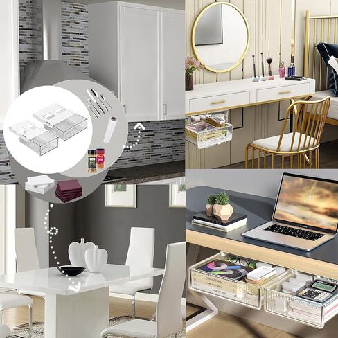 عبوتان من ملحقات درج المكتب الشفاف، أدراج تحت المكتب، منظمات وتخزين تحت المكتب، تنظيم المكتب - درج مخفي أسفل الطاولة يزيد من مساحة التخزين in Kuwait