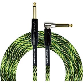 Cable IWB Instrument Cable, 1/4-Inch Right Angle to Straight, Black Green Wave, 20FT (IWB-202 BFGL-20/WBG)