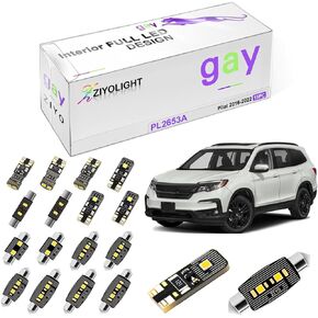 LED Interior Light Kit Replacement for Honda Pilot 2003-2022, White Dome Light Bulbs Upgrade Package (Pilot 2003-2015 (17 Bulbs))