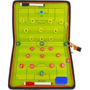 LEAP Soccer Magnetic Coach Clipboard - Portable Professional Kit with 27 Magnets 2 Dry Erase Markers 1 Foldable Soccer Zipper Bag | Strategy Clipboard for Soccer Coaches