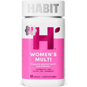 Habit Womens Multi Supplement (60 Capsules) - New Look, Supports General Health & Wellness, 23 Essential Vitamins and Minerals, Fruit extracts, Folate, Iron, B12, Biotin, Non-GMO (1 Pack)