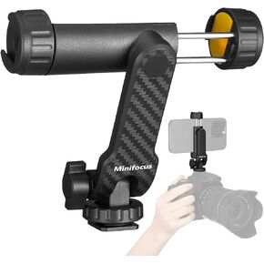 Phone Tripod Mount, Universal Tripod Phone Holder with 2 Cold Shoe and 1/4" Screw, 360° Rotates and 180° Tilts Adjustable Cell Phone Mount Adapter, Camera Phone Clamp for iPhone & All Phones