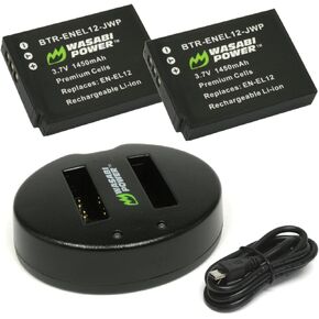 Wasabi Power Battery (2-Pack) and Dual USB Charger for Nikon EN-EL12