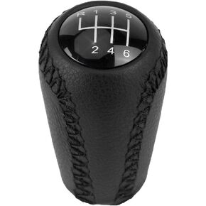 Qiilu Leather Gear Stick Shift Knob Shifter Head Cover for Mazda 3 BK BL/5 CR CW/6 II GH 05-14