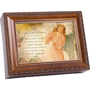 Cottage Garden Guardian Angel Prayer Woodgrain Music Box/Jewelry Box Plays Ave Maria