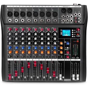 GX6 Professional Sound Board Console 6 Channel Mixer Desktop System Interface Digital USB Computer MP3 Input 48V Phantom Power Stereo DJ Mixer (GX6)