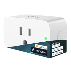 Linkind Matter Smart Plug, Work with Apple Home, Siri, Alexa, Google Home, SmartThings, Smart Outlet 15A/1800W Max, Smart Home Automation, APP Remote Control,Timer&Schedule, 2.4G Wi-Fi Only, 2 Pack