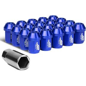 J2 Engineering LN-T7-024-125-BK 20Pcs M12 x 1.25 7075-T6 Aluminum 35mm Close-End Lug Nut w/Socket Adapter (Black)