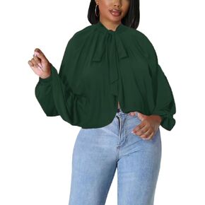 Women Balloon Sleeve High Slit Summer Loose Chiffon Tops See Through Irregular Blouses Beachwear