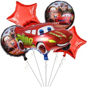 5PCS Lightning McQueen Cars Foil Balloons For Kids Birthday Baby Shower Car Theme Party Decorations