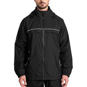 ZITY Mens Rain Jacket Waterproof Lightweight Breathable Rain Coat With Drawstring Hood For Adult Outdoor Windbreaker