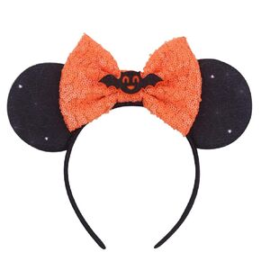 Christmas Halloween Mouse Ears Bow Headband Hair Hoop for Women Girls, Glitter Sequin Headband Cat Ear Hair Bands Hair Accessories (Green/Purple Horn)