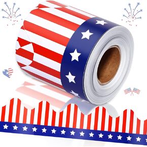 Sabary 68.9 Feet American Flag Bulletin Board Border for Bulletin Board USA Patriotic Borders Star and Stripe Flag Roll Trim for Veterans Day Classroom Chalkboard Wall Decor