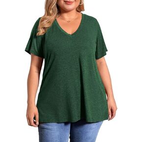 BELAROI Plus Size Womens Tops Summer T Shirts Casual Short Sleeve V Neck Loose Fit Blouses Tunics