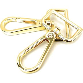 10 Pcs 1-1/2 Inch Brass D Ring Swivel Lobster Claw Clasps Push Gate Snap Hooks Trigger Clips for Purse Keychain Strap Making
