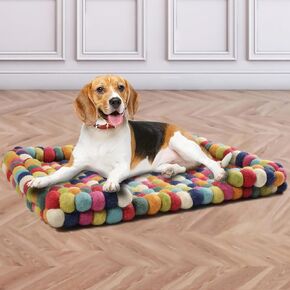 Felt Ball Dog Bed Fabric Pet Beds Luxury Cat Dog Bed Wool Bed for Cats Kittens - Rainbow