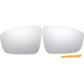 X AUTOHAUX Pair Car Rearview Left Right Side Mirror Glass Replacement W/Backing Plate Heated White Glass for Volkswagen Beetle 2012-2019 for Volkswagen Jetta 2011-2018 for Volkswagen Passat