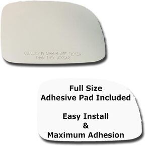 Mirror Glass + Full Size Adhesive Pad for 2007-2009 Hyundai Santa Fe Passenger Side Replacement (2007 2008 2009 07 08 09)