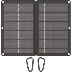 15W Portable Solar Panel, IP65 Waterproof, Foldable Solar Charger with Dual USB Output Compatible with Smartphone, Tablet, Power Bank for Camping