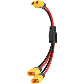 GINTOOYUN XT60 Y Splitter Extension Cable 12 AWG XT60 Female to Dual Male Connector Adapter for Solar Panel, Solar Generator, Portable Power Station, Drone, RV, Ship etc(0.3M)