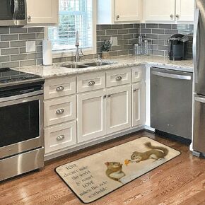 Love Quote Squirrel Absorbent Kitchen Rugs Mat Non-Slip 39x20 Inch, Inspirational Quote Doormat Runner Rectangle Soft Floor Mat for Parlor Bathroom Home Decor