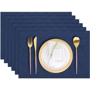 Cloth Placemats Set of 6, Cotton Linen Blend Machine Washable Durable Linen Table Mats, Heat Resistant Placemats Wrinkle Free Place Mats for Dining Table, Easy to Clean (Beige, 6)