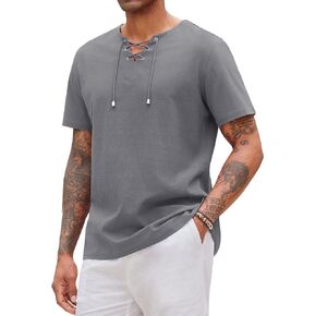 Alimens & Gentle رجل القطن قميص كتان كم قصير عادية الهبي قمصان صيفية الشاطئ الدانتيل يصل قميص مخيم هاواي in Kuwait