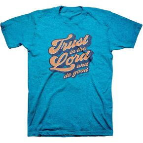 Kerusso Trust in The Lord and Do Good Turquoise Heather Blue Cotton Crew Neck T-Shirt, Small