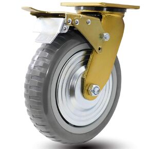 6 Inch A41 Heavy Duty 350KG(770Lbs) Load Capacity Extra Hard PU Caster with Tyre Veins Wheel, Double Ball Bearing w/Tyre Protective Cover Top Plate Swivel Caster Wheel Without Brake