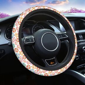 Swono Cow Skin Universal Neoprene Steering Wheel Cover Australian Cow Skin Brown 15 Inch Steering Wheel Covers, Printed Steering Wheel Elastic Protection for Women and Girls in Kuwait