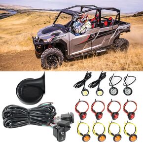 طقم قرن UTV ATV ومجموعة إشارة الانعطاف مع مفتاح هزاز لدراجة Polaris RZR Ranger Honda Pioneer SXS Dirt Bike Turbo Can-Am Kawasaki Golf Cart Dune Buggy 4x4 Project Motorcycle... in Kuwait