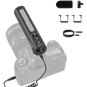 ميكروفون شوتجن للكاميرا مع حامل حذاء بارد، ميكروفون كاميرا احترافي مع 8 ميكروفونات لإلغاء الضوضاء/3 أنماط قطبية/تحكم في مستوى الصوت/بطارية 12 ساعة/شاشة صوت، ميكروفون بودكاست لكاميرات DSLR والكمبيوتر الشخصي in Kuwait