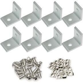 8pcs 2 Hole 90 Degree 20 Series Joint Plate Corner Angle Bracket for Slot 6mm 2020 Aluminum Profile,Black