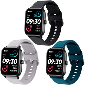 Bands Compatible with IDW13,IDW16,IDW19 Smartwatch Band, 3 Pack 22mm Soft Silicone Replacement Strap Watch Band for Fitpolo/Woneligo W3 Smartwatch