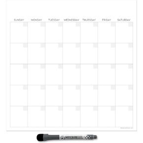 Dry Erase Monthly Calendar Planner Sticker Decal | Removable & Reusable | Magnetic Fine-Tip Marker Included (12 x 12 inches, White)