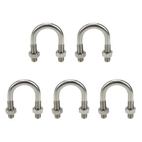 5Pcs M8x25 U-Bolt U Screws 304 Stainless Steel Fastener for 25 Pipe Dia.