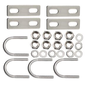 U Bolt, 4 Sets 1'' (25mm) Inner Width 304 Stainless Steel M8 Round U-Bolt with Plate Screw Nut Fastener, Suitable for 22/23mm Pipe, Boats, and Other Home and Industrial Applications, Silver