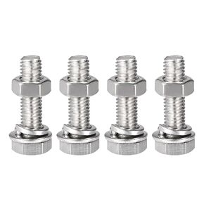 uxcell M8 x 20mm Hex Head Screws Bolts, Nuts, Flat & Lock Washers Kits, 304 Stainless Steel Fully Thread Hexagon Bolts 4 Sets