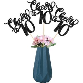 12 Pack Cheers to 60 Centerpiece Sticks Assembled Glitter Number 60 Sixty 60th Birthday Table Centerpiece Sticks for Cheers to 60 Years Old 60th Birthday Theme Party Supplies Black