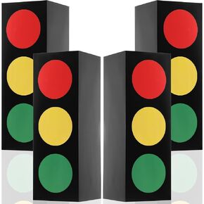 4 قطع من صناديق هدايا إشارات المرور مقاس 17 بوصة، صناديق نقل للقطع المركزية، صندوق هدايا إشارات المرور، أغطية الطاولات لموضوع السيارة وحفلات أعياد الميلاد وصناديق هدايا حفلات أعياد الميلاد وصناديق الهدايا الجيدة in Kuwait