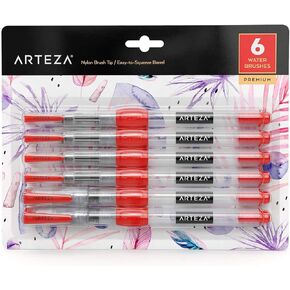 ARTEZA ARTZ-8035 فرش رسم ممسحة للفنانين، مجموعة من 6 قطع مع زر ضغط، متعددة الألوان 6