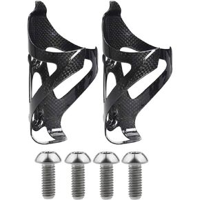 Full Carbon Fiber Bicycle Water Bottle Cages Holder Brackets with Titanium Bolts Pack of 2 (Matt)