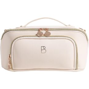 BS-MALL Cosmetic Bags Travel Case Makeup Bag High Capacity Waterproof Travel Makeup Case Organizer, For Women Toiletry Bag (A-Brown)
